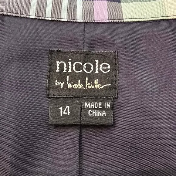 Nicole Miller NWT Plaid Silk Blend Double Breasted Peplum Blazer Sz 14 - Picture 6 of 10